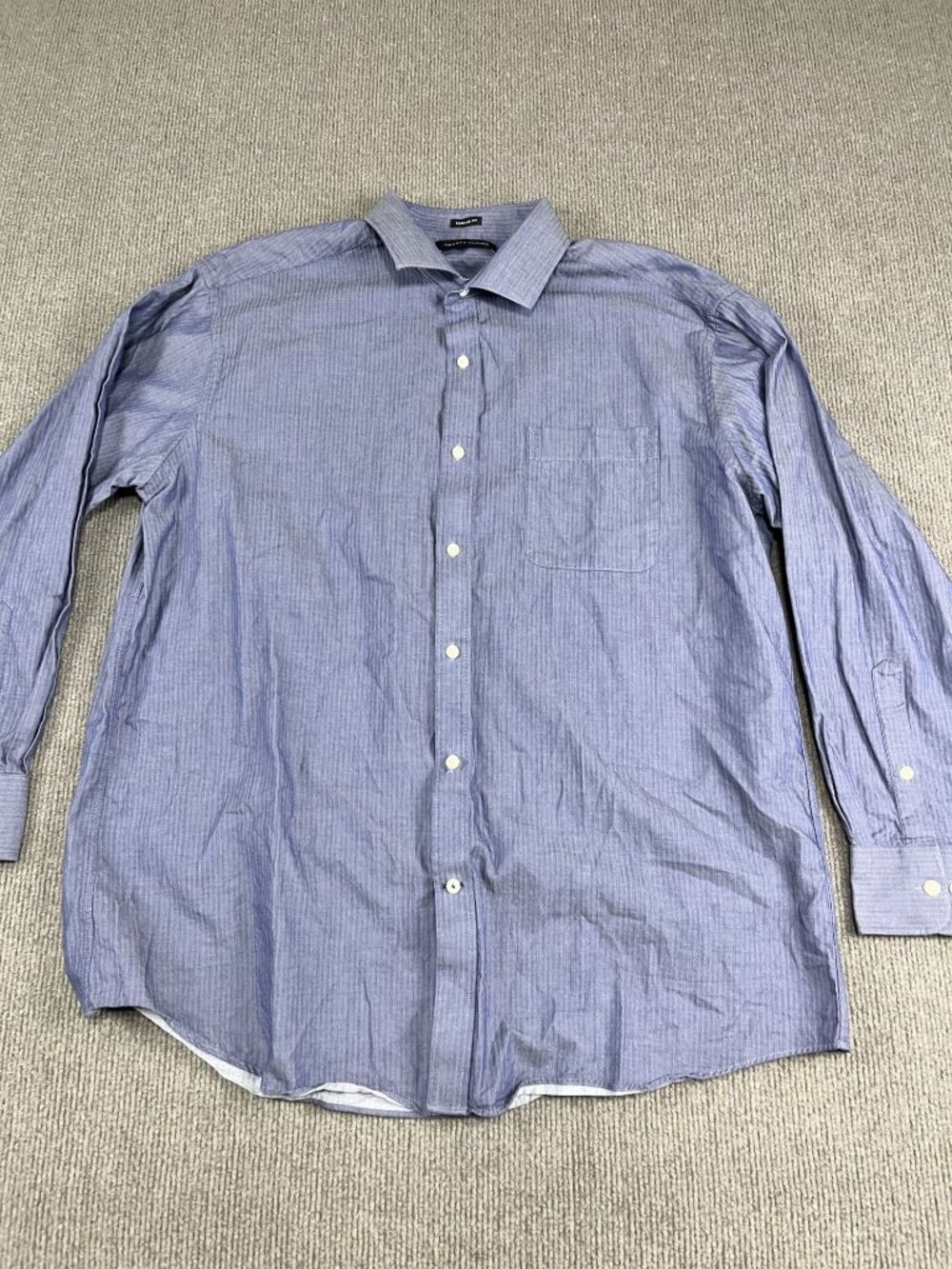 Tommy Hilfiger Mens Blue Striped Long Sleeve Dress Shirt XL 17.5  34/35